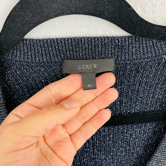 J. Crew Navy Ribbed Metallic Cardigan size Medium - Picture 3 of 7